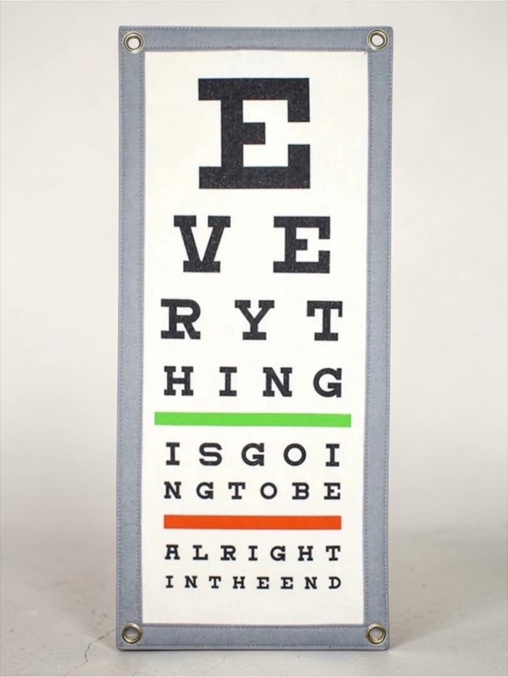 Oxford Pennant Everything Is Going to Be Alright Eye Chart Felt Banner NWT